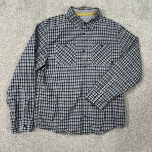 Mountain Hardwear Button Front Shirt Mens Large Gray Plaid Long Sleeve Cotton